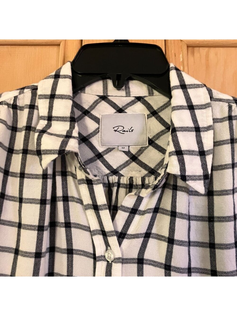 Rails Womens Cozette Ivory Pacific Check Button Down Shirt Medium White SP EXC - Picture 6 of 12